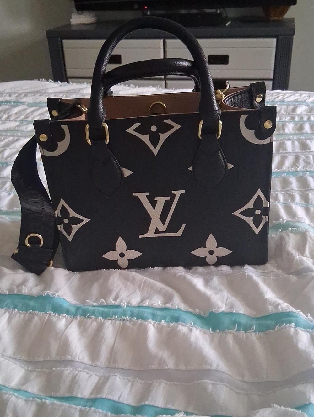 Louis Vuitton Black & White Monogram Satchel